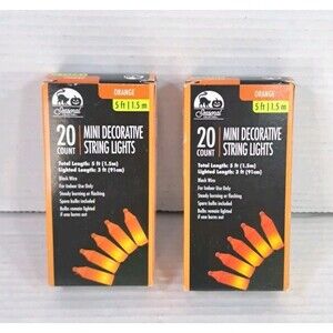 Seasonal Collection Indoor Mini Orange String Lights 20ct 5ft Black Wire 2 Boxes